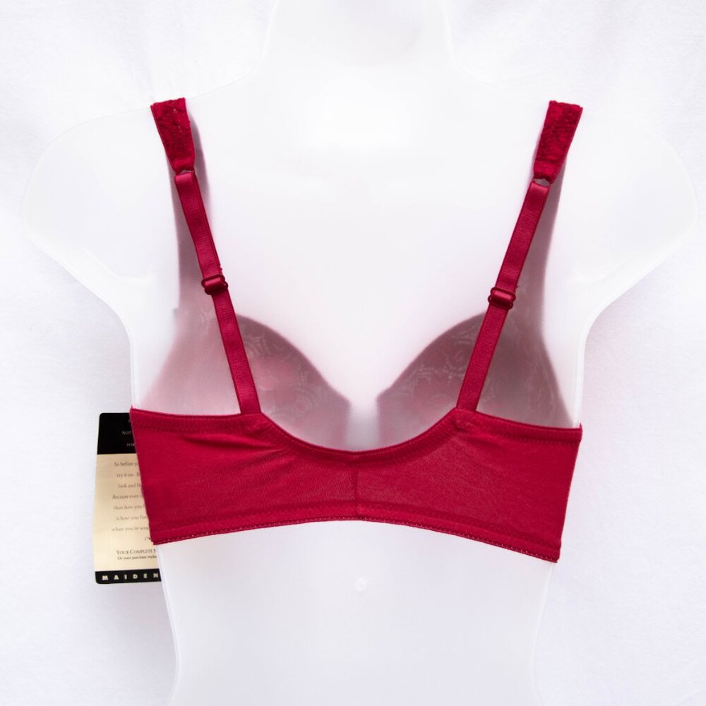 Vtg Maidenform 34D Red Lace Stretch Unlined Underwire Bra Front Closure 7829 NWT - Picture 4 of 7